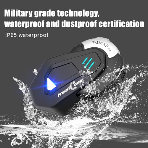 FreedConn Motorcycle Bluetooth Headset T-MAXS Pro Motorcycle Communication Systems 6 Riders 1000M Group Helmet Intercom with Music Sharing FM Radio CVC Noise Cancellation Accessories