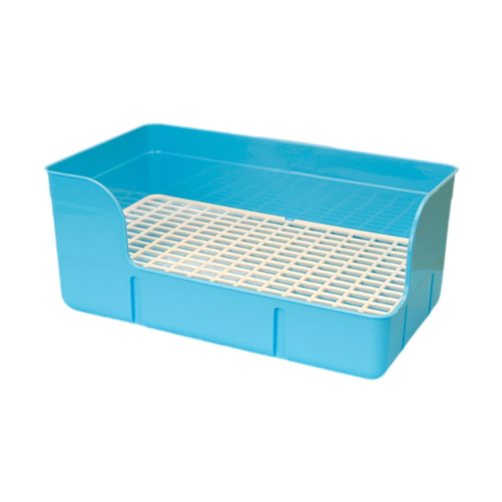 Pugermering Pet Litter Potty Train Pee Pan Tray Bed Grooming Corner Stray Pan for Guinea Pigs Ferrets Rats, blue
