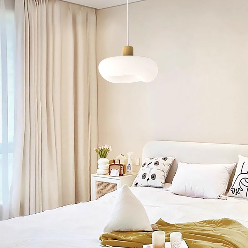 Lampka nocna wisząca, lampy wiszące White Cloud, drewniana lampa wisząca z akrylowym kloszem, nowoczesna dioda LED - 8W - 3 tryby kolorów, dekoracyjne lampy wiszące do pokoju dziecięcego LWX