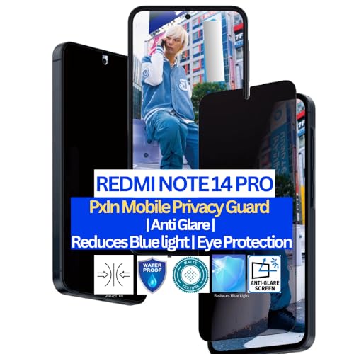 Image of Pxin Mobile Privacy Guard compatible with REDMI NOTE 14 PRO | Mobile Privacy screen protector | Anti Glare | Anti Spy Screen Protector | Reduces blue light | Scratch proof | Eye Protection