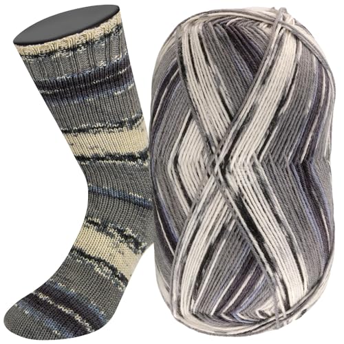 MEILENWEIT 100g Bormio mit Aloe Vera 6142 - Ecru/Hell-/Mittel-/Dunkelgrau/Anthrazit/Graublau