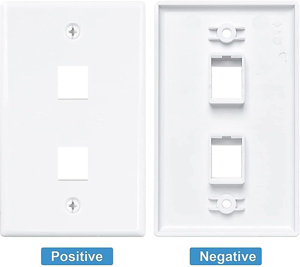 2 Ports Keystone Wall Plate, for Ethernet, RJ45 Low Voltage Keystone Jack and modular Insert, 24 Pack, 2-ports, White, with 48 screws Included