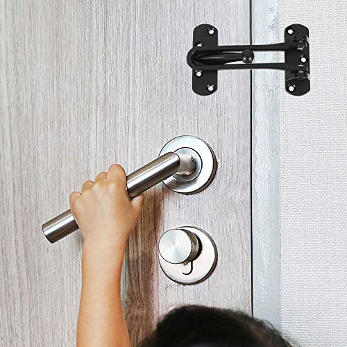 Zoeyes 2 Pack Security Swing Bar Door Guard Lock, Gate Latches Security Door Clasp For Home Security And Childproof Door Security, Satin Nickel Finish - Screws Included (Black) #TOP5