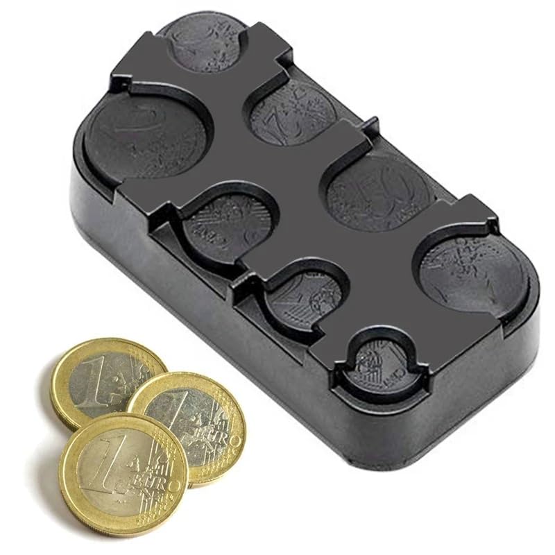 Estuche para monedas Euro, organizador plástico negro