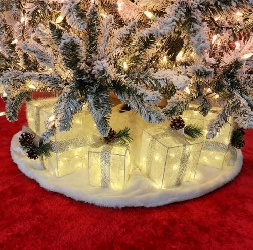 Set of 4 Christmas Lighted Gift Boxes, Pre-lit Light up Present Set with Different Sizes for Holiday Indoor Outdoor Decorations - Battery Operated(Warm White) - Image 7