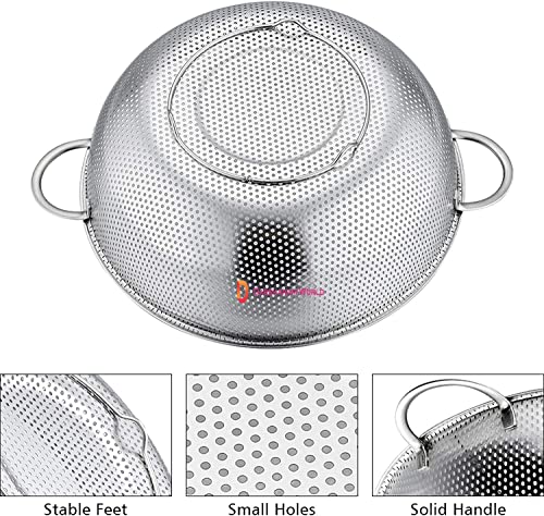 Image of DARSHANAM WORLD Sink Stainless Steel Colander with Fine Mesh Strainer Basket Strain, Drain, Rinse Fruits, Vegetables