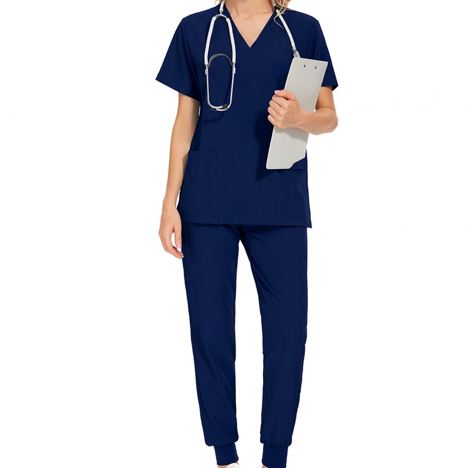 Baoblaze Dúo de Ropa Médica para Mujeres, Top Y Pantalón con Escote en V