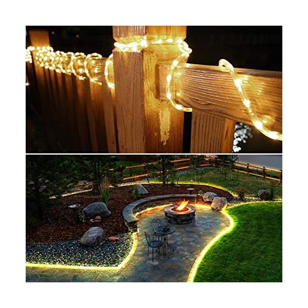 Lighting ever 33 ft 240 led outdoor rope lights, 24 volts, connectable, 3000k, waterproof clear tube string lights for deck railing, fence, patio, landscape, over cabinet lighting, holiday, christmas - image 5