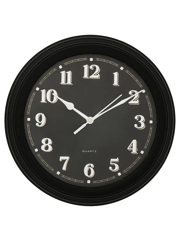 Image of CHRONIKLE Elegant Plastic Round Case Black Dial Analog English Numbers Wall Clock for Living Room Home Decoration Office Gifts (Size: 30 x 4 x 30 CM | Weight: 650 Gram)