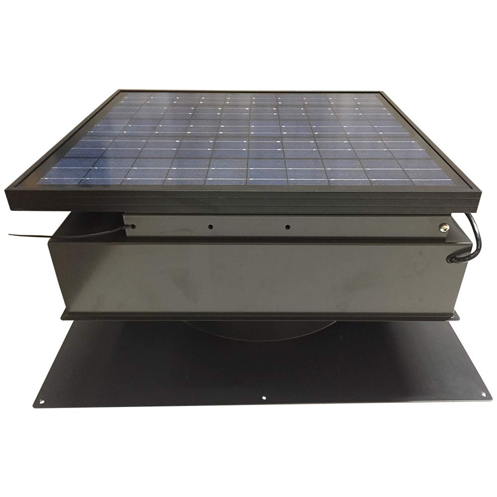 25Watt Solar Attic Fan (Grey) with Thermostat / Humidistat (22 x 22 x