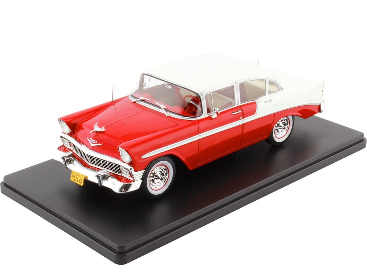 Compatible with 1956 Chevrolet Bel Air 4 Door Sedan Red/White 1:24