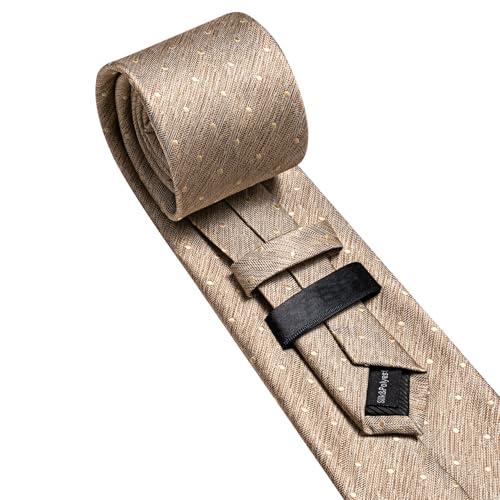 Image of Barry.Wang Ties for Men Silk Tie Sets Polka Dot Woven Necktie Pocket Square Cufflinks Business Wedding