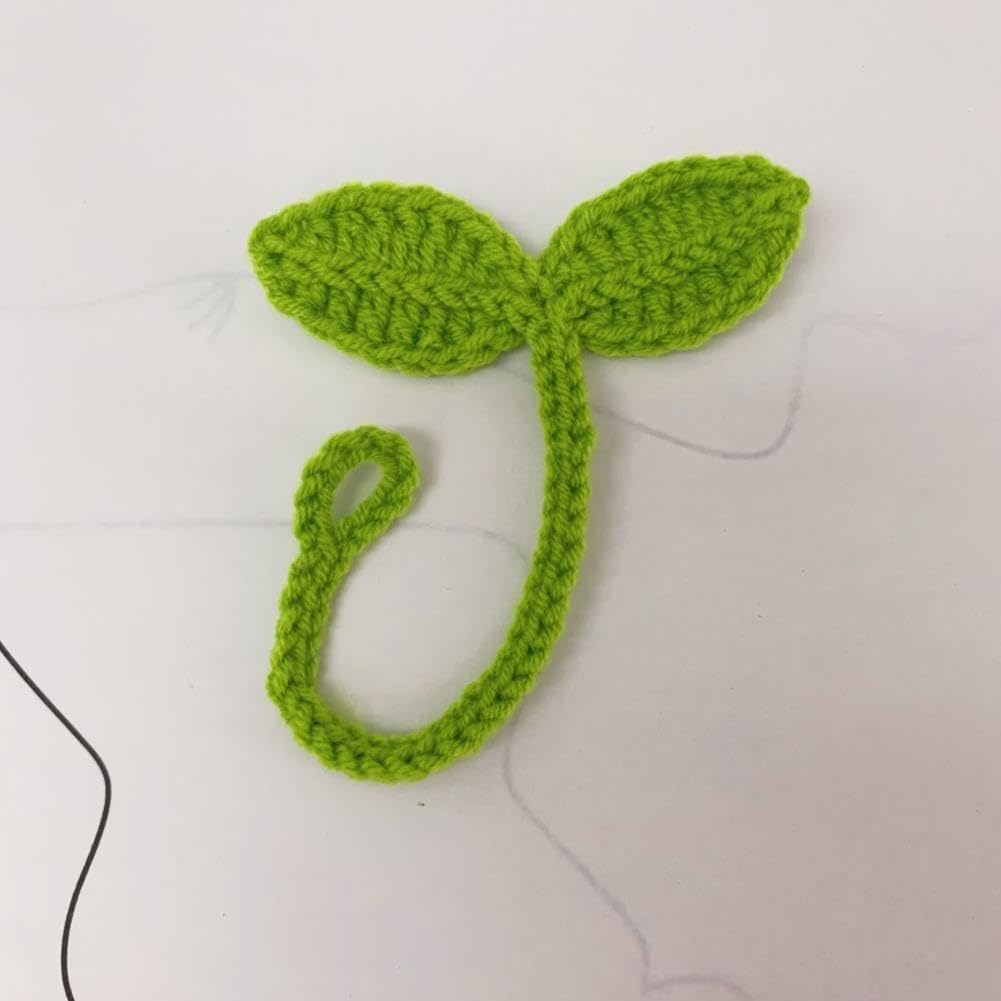 2x Gehäkelte Blatt Lesezeichen - Handgemachte Häkel Sprossen Grün