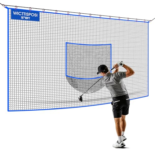 15x10FT Golf Net w/Target Pocket,Multi Sports Practice Hitting Net Barrier