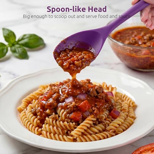 Image of U-Taste Silicone Cooking Spoon 600ºF Heat Resistant Scoop Spatula, Purple