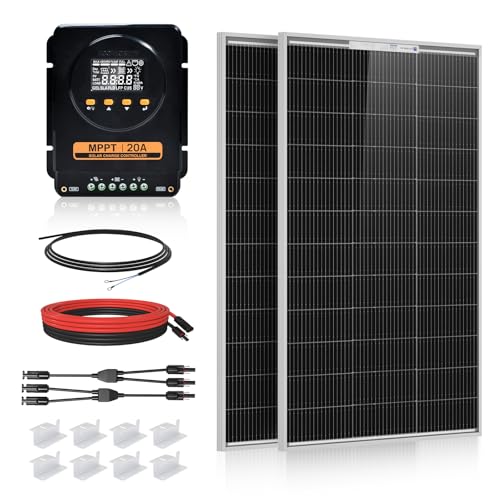 ECO-WORTHY 200 Watts 12 Volt/24 Volt Solar Panel Kit with 20A Bluetooth APP Monitoring MPPT Controller and High Efficiency Monocrystalline Solar Panel for Home,RV,Camper,and Other Off Grid Application
