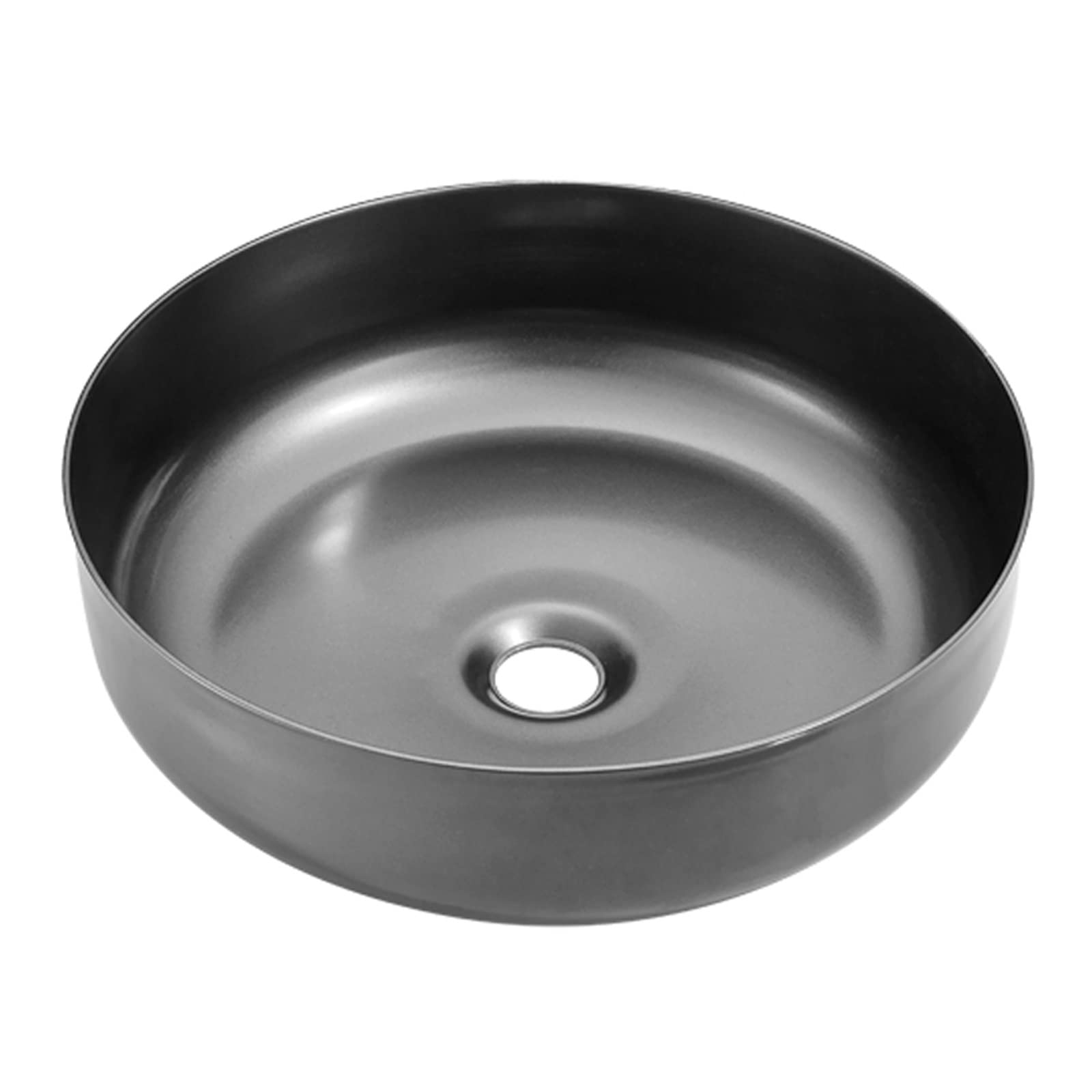 ASerZenith Bathroom Vessel Sink Round Matte Stainless Steel Bathroom Vessel Sink 15.2 Inch Above Counter Vanity Countertop Sink Art Basin For Bathroom Hotel Dressing Table,Gold,Black