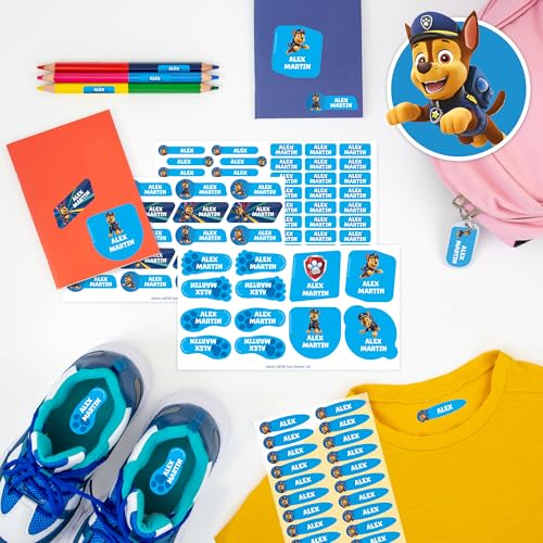 100 etiquetas personalizadas para ropa y objetos con diseño Patrulla Canina. Uso escolar o diario - Stikets