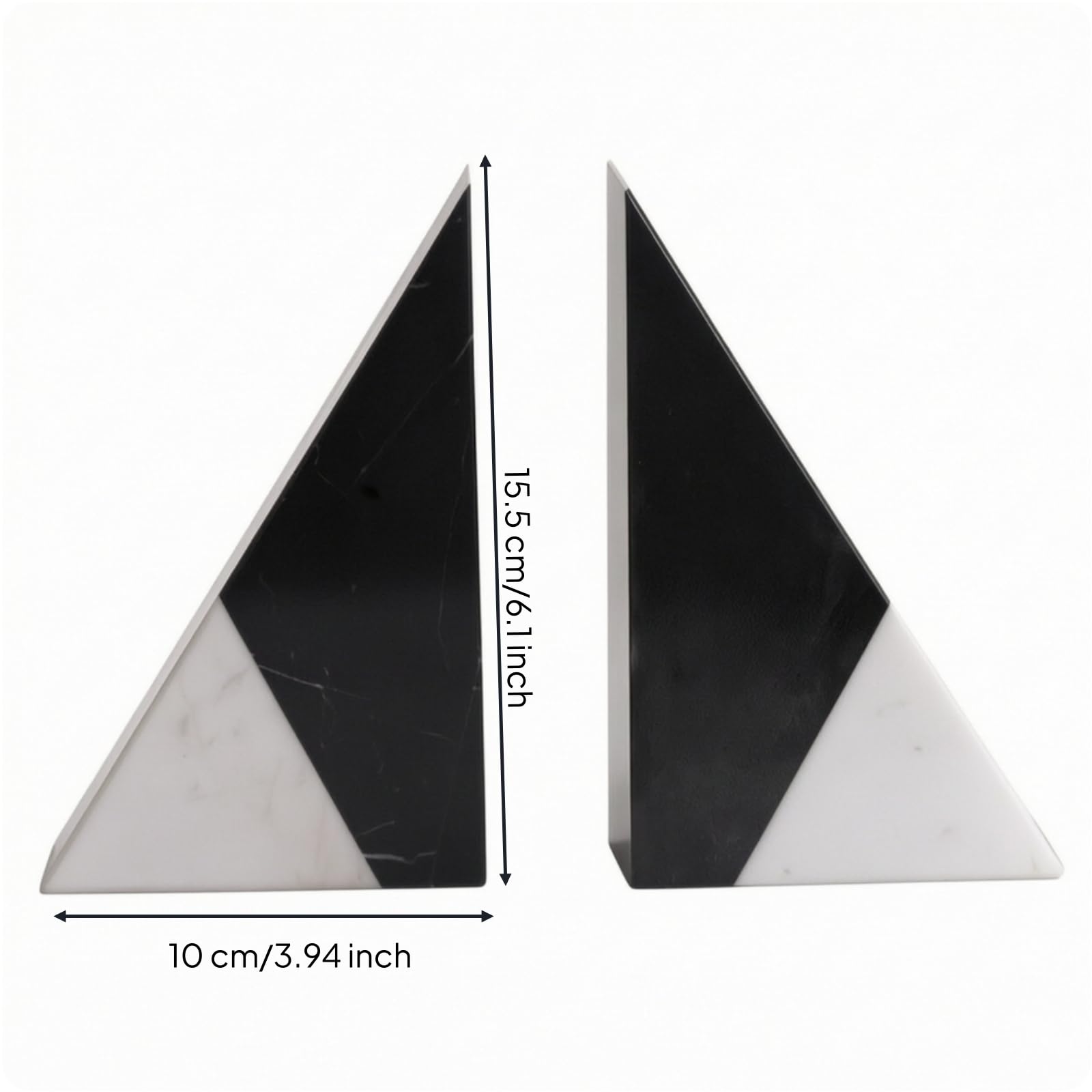 Colcolo Sujetalibros de Mármol Triangulares de Piedra Pesa ; Caras Inclinadas y Veteado Natural Aporta Estilo Galería y Mantiene Literatura Erguida en, Color to 1