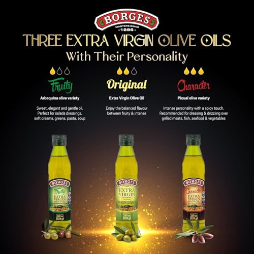 Image of Borges Fruity Extra Virgin Olive Oil - 250 ml | Unrefined & Cold Pressed Oil|Packed in Spain|Sweet & Fruity Flavour