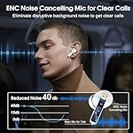 Wireless Earbuds Bluetooth 5.4 in Ear Light-Weight Headphones Built-in MIC, 48H Playback HiFi Stereo Bass Earphones, IPX7 Waterproof Ear Buds with Wireless Charging Case, Touch Control, White - Image 3