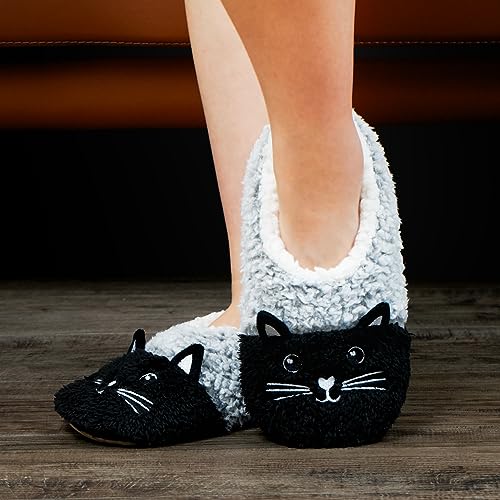 Image of Cozylook Cute Animal Slippers for Women and Kids Fuzzy Non Slip Soft Sole | Warm plush lining, gripper dots, playful animal details, machine wash cold, toddlers teens and adult women, indoor use