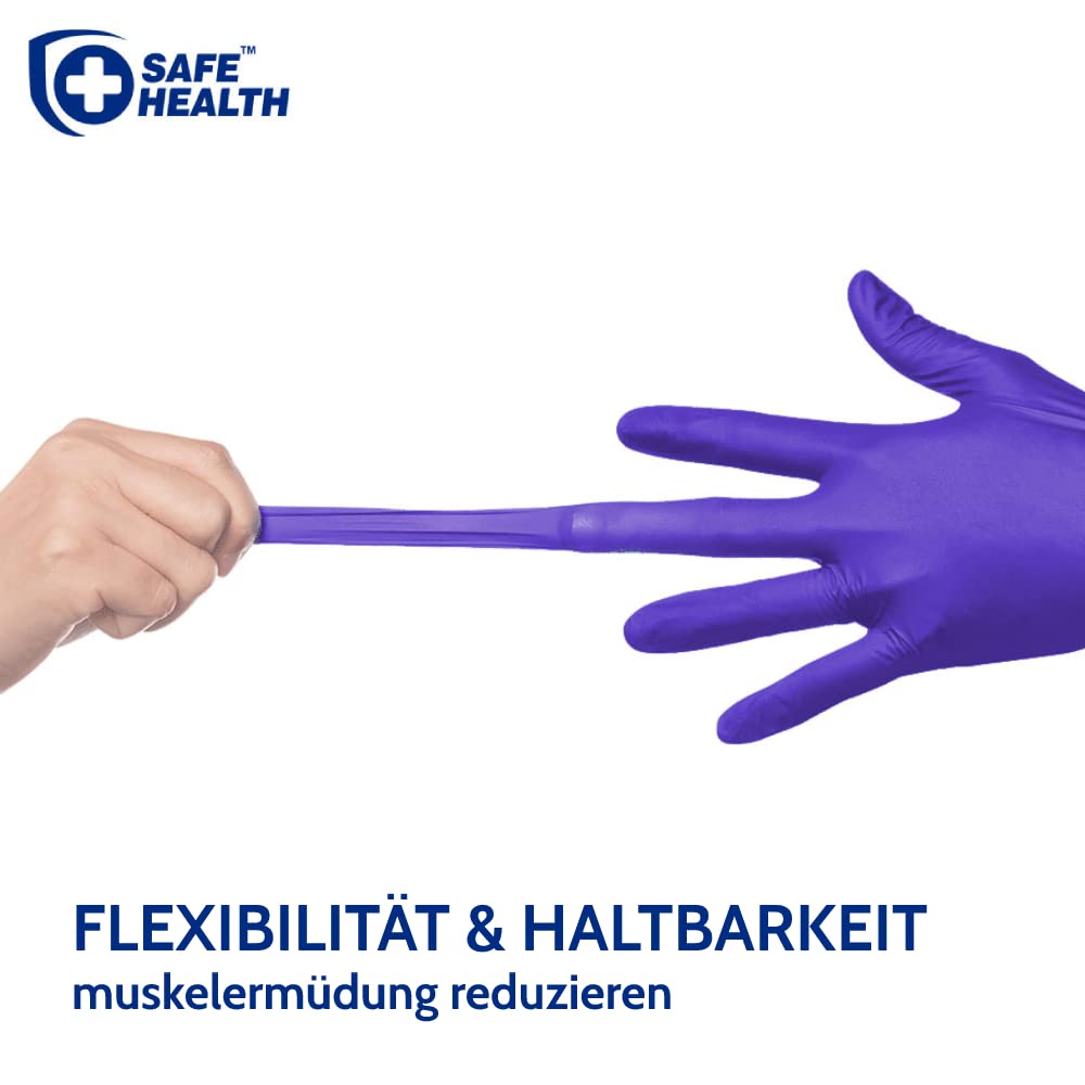 Safe Health Einweg-Handschuhe aus Nitril, Kobaltblau, Größe S M L XL | puderfrei, latexfrei, hypoallergen | Basteln Küche Reinigung Geschirr Labo | 3 Mil bei Günstiger Preis