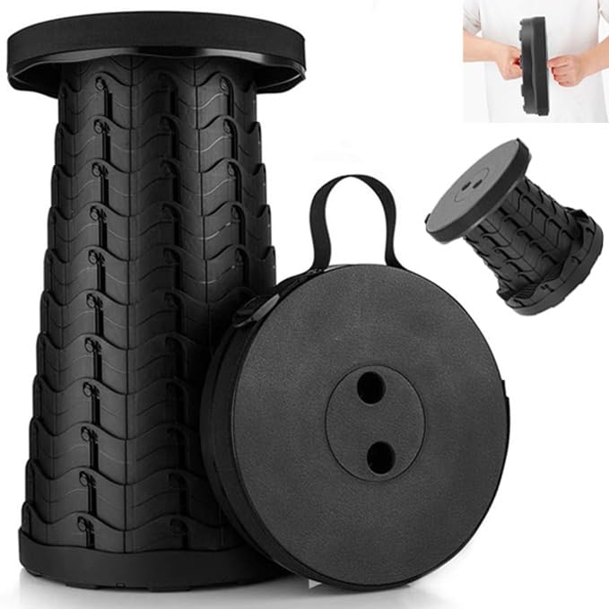 Collapsible Stool, Camping Stools for Adults with Load Capacity 550lbs?Upgraded Folding Seats with Carrying Straps for Outdoor Fishing Hiking Gardening Travel BBQ
