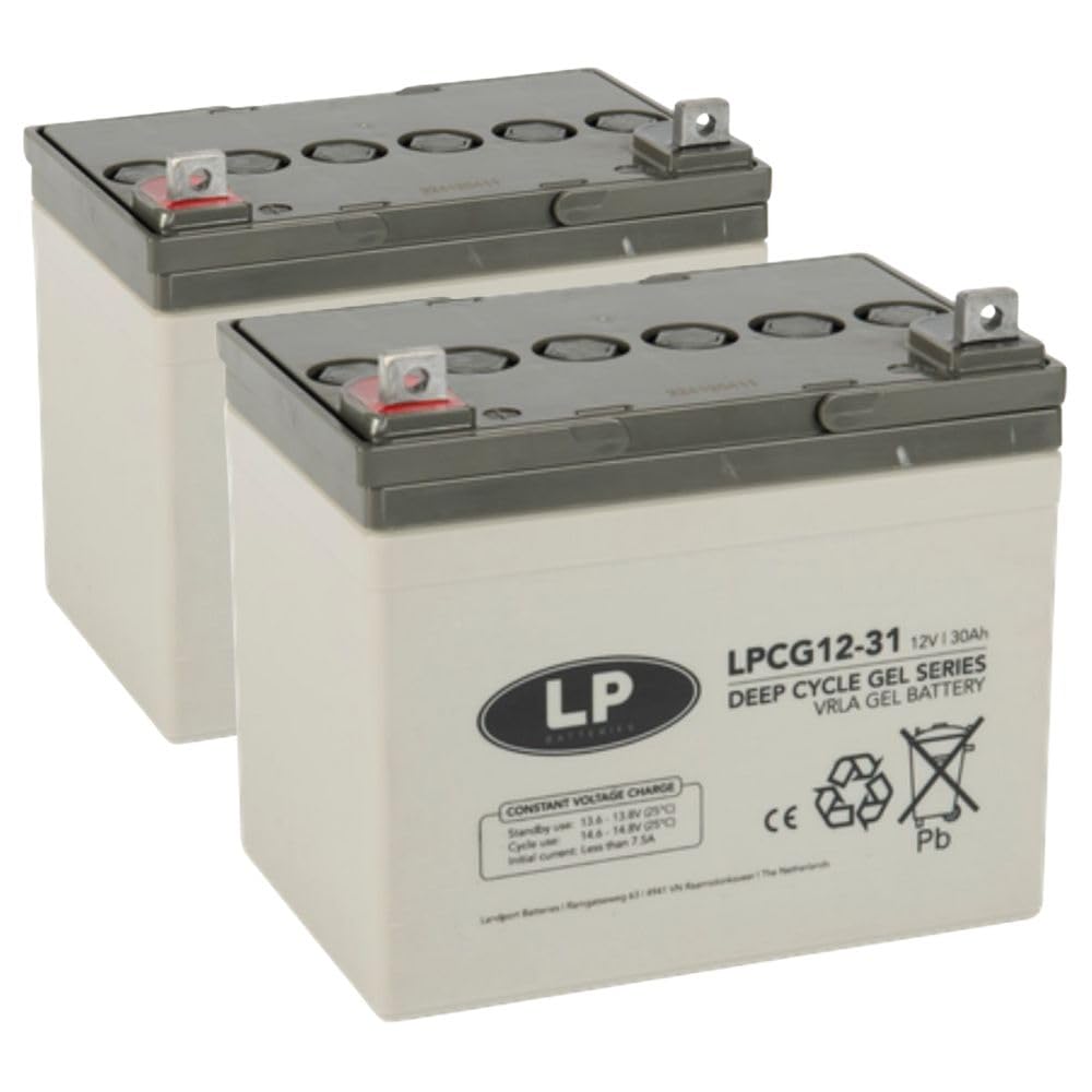 Akkuman.de Akkutechnik vom Fachmann Batería de gel de plomo, 2 unidades, 12 V, 30 Ah, compatible con silla de ruedas, E-Mobil Seniorenmobil etc.