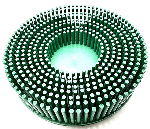 Image of 10 Pack 3 inch 50 Grit Green R-Type Bristle Disc | Ceramic-Aluminum Oxide Abrasive Bristle Disc with Quick Change Roll Lock | Pack of 10 | Green