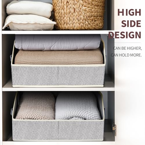 Image of Homsorout Trapezoid Bins for Organization - 8 Pack Storage Cubes, Decorative Fabric Organizer Bins, Large Baskets for Storage, Linen Storage Organizer for Clothes, Books, Home, Light Gray