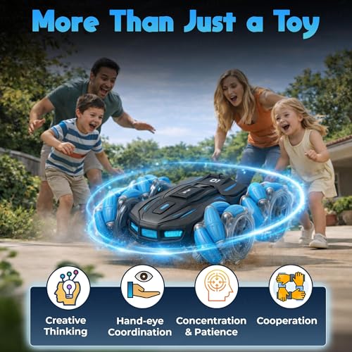 Image of The Little Ones RC Car - RC 4x4 Wheel Drive High-Speed Double Sided 2.4GHz Remote Watch Control Smoke Drift Stunt Off Road Cars 360 Rotation Toys for Kids & Adults Boys & Girls [LightForce PRO Racer]