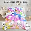 Axolotl Cat Bedding Twin Cartoon Cat Comforter Set, Rainbow Printed Kids Bedding Set for Girls, Adults, Teens, Kids Comforter Set All Season, 1 Quilt 2 Pillow Cases, Colorful Pink Blue #2