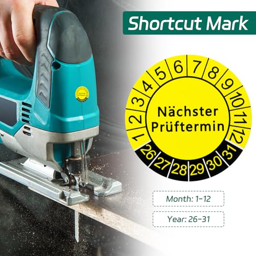 BEASAFY 1000 Stück 25 mm Prüfplaketten, 2026-2031 Nächster Prüftermin, Gelb Wartungsetiketten, Prüfplakette Leitern und Tritte, Selbstklebend Prüfaufkleber für Elektro