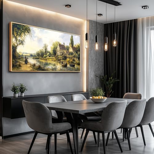 ERQINHUA Large Canvas Wall Art For Living Room Restaurant Wall Decor For Bedroom Office Mural Vintage Watercolour Countryside Scenery Wall Picture Printing Artwork Home Decor Wood Framed 30x60 In