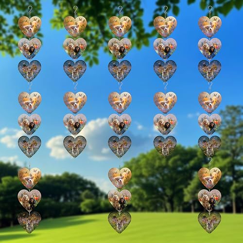 15in Dog Heart Wind Spinner Stainless Steel Hanging Garden Kinetic Art - image 2