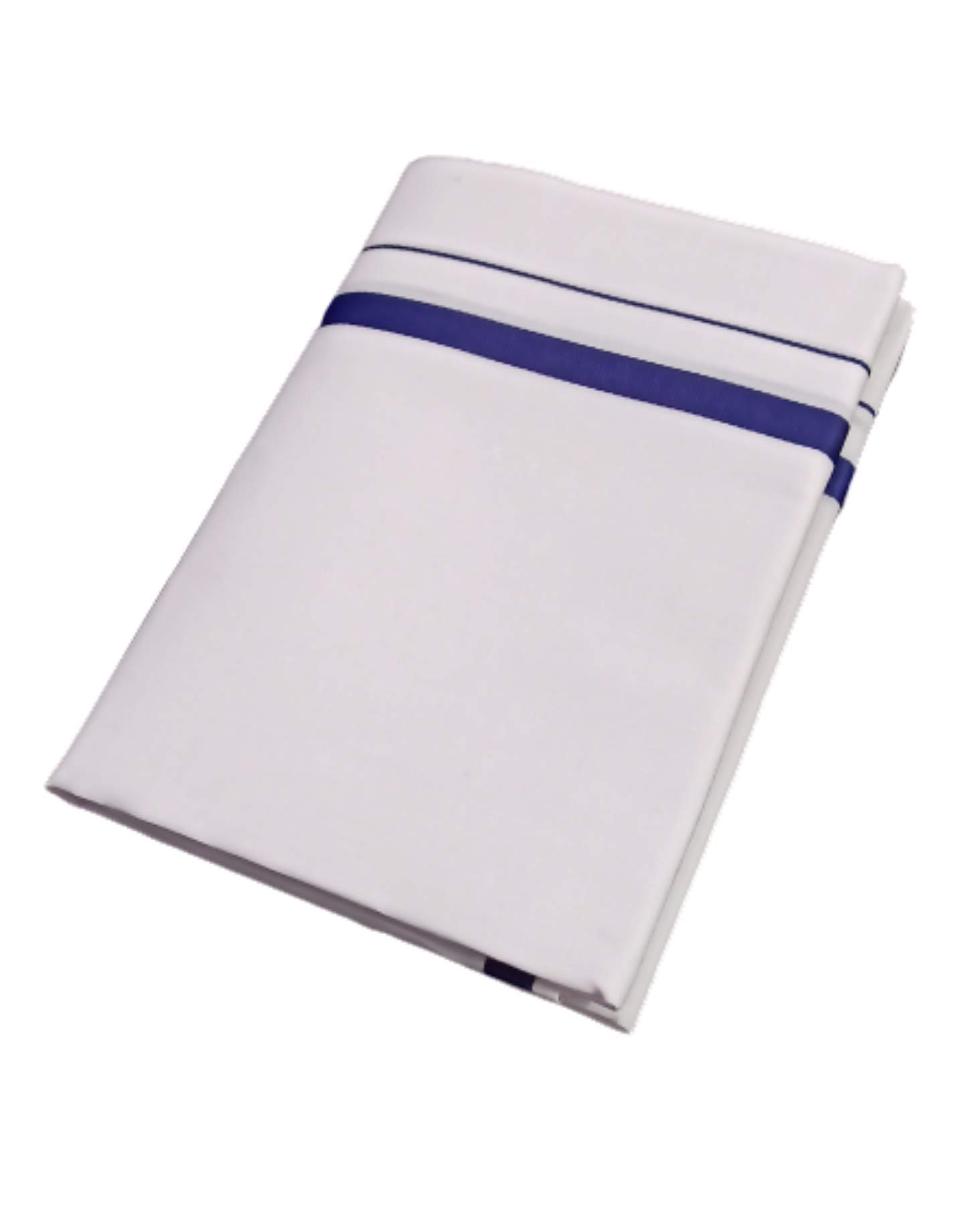 Cotton White Men Single Free Size lunge With Thin Boarders (Dark Blue Boarder)-image-28