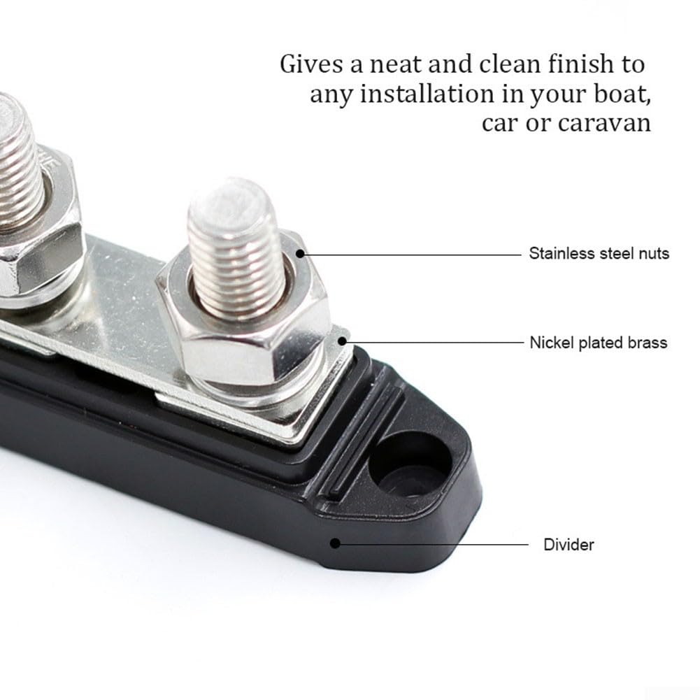 Morsettiera per sbarra collettrice da 200 A, con copertura protettiva per auto, camper, barca, sistema di distribuzione dell'alimentazione da 12 V a 48 V CC, rosso (nero)