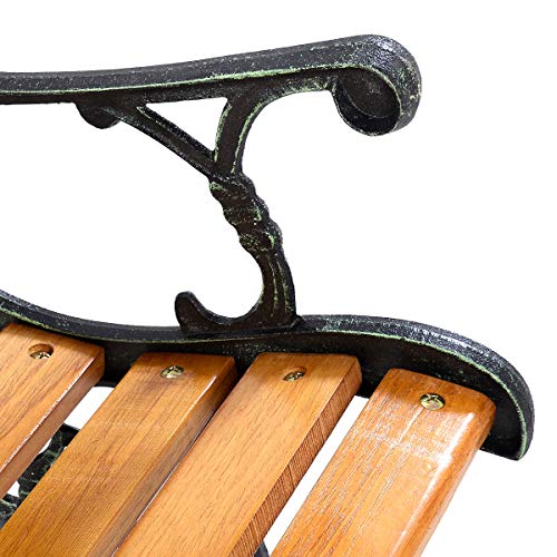 50'' Patio Park Garden Bench, Weather Proof Porch Path Chair, 470Bls Bearing Capacity Outdoor Furniture With Wood Frame, Rugged Durable Cast Iron Structure #TOP3