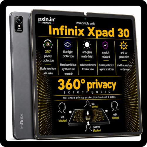 Image of Pxin 360 Pro Privacy Screen guard compatible with Infinix Xpad 30 | Anti Glare | Anti UV | Anti Blue | Anti Reflection | Privacy Filter | Unbreakable Build