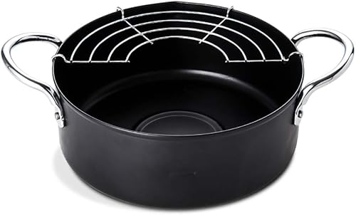 tempura freidora Bote, Mini Sartén profunda con escurridor Mini Sartén profunda con sartén de aceite 8en