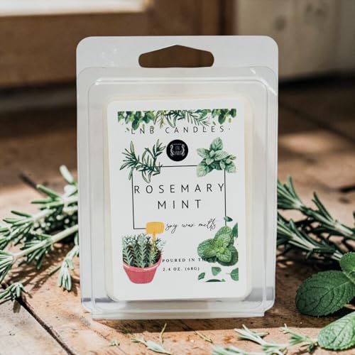 3 PACK Rosemary Mint Wax Melts – Fresh Herbal Spa Scent – Soy Wax Melt Cubes – Strong Long Lasting Home Fragrance – Essential Oils – Made in USA