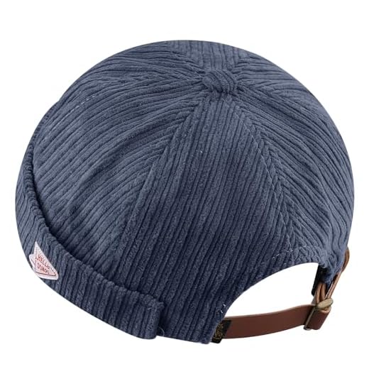 CLAPE Rolled Cuff Skull Watch Cap Brimless Sailor Fisherman Cap Cotton No Visor Cap Docker Leon Harbour Hat Blue