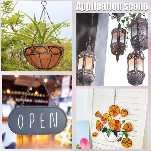 Image of Beebeecraft 1 Box 4Pcs 31.5 Inch Stain Glass Window Hanging Chain Iron Picture Hanging Chain Sunshine Catcher Black with Hooks for Walls Gardens Kitchens Outdoor Decorative