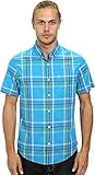 Original Penguin Men's Multicolor Picnic Plaid Woven Short Sleeve Heritage Shirt, Diva Blue, Medium
