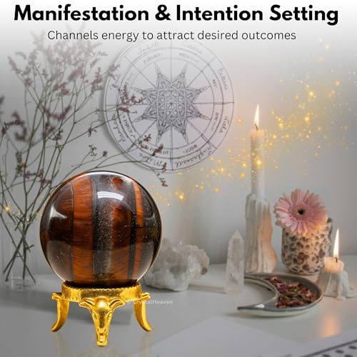 Image of Certified Red Tiger Eye Crystal Ball for Meditation - Premium Crystal Vastu Items for Home and Feng Shui Items for Good Luck - Ideal for Pooja Supplies and Spiritual Practices (1.5 inch Inch)