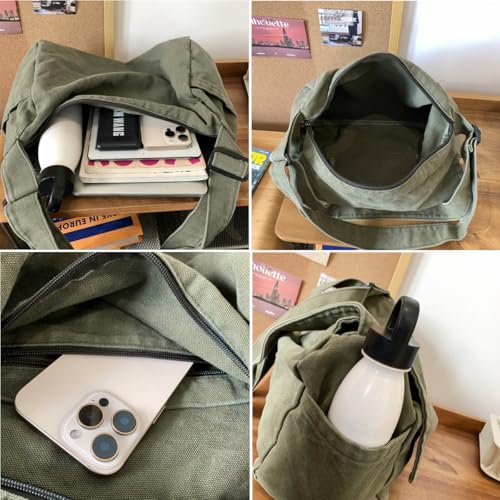 Canvas Messenger Bag for Women Men Vintage Satchel Bag Aesthetic Crossbody Shoulder Bag Casual Sling Bag2