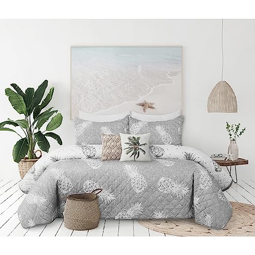 Safdie & Co. Quilts for Double Queen Grey Pineapples Soft