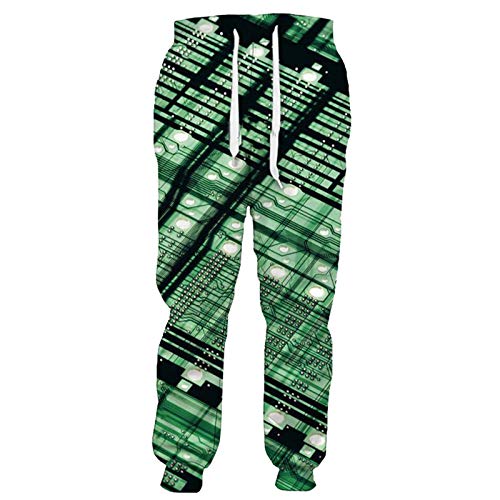 Pantalones de otoño para Hombre con Estampado 3D de Chip electrónico Pantalones de chándal Casuales Unisex Pantalones de Hip Hop Harajuku Trousers 1 XXXL