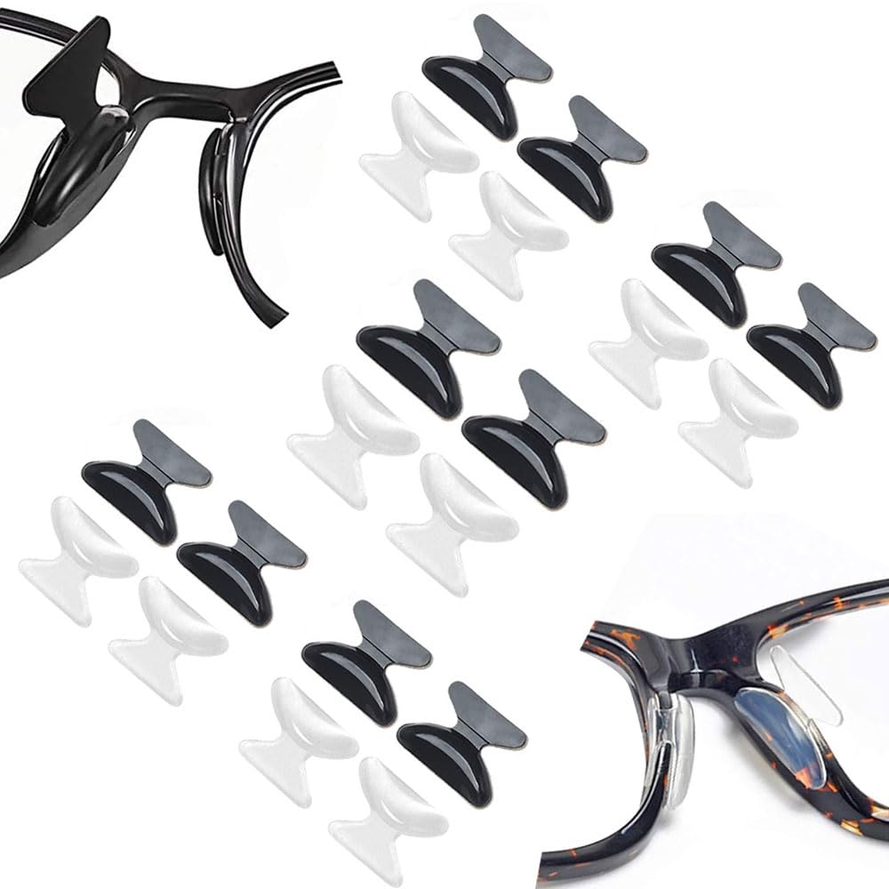 Eyeglass Nose Pads Stick on 2.5mm Silicone Anti Slip Adhesive Eyewear Nose Pads Cushions for Reading Glasses Sunglasses Spectacles 10 Pairs 5 Pairs Black +5 Pairs Clear